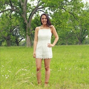 Kendall and Kylie white crochet romper
